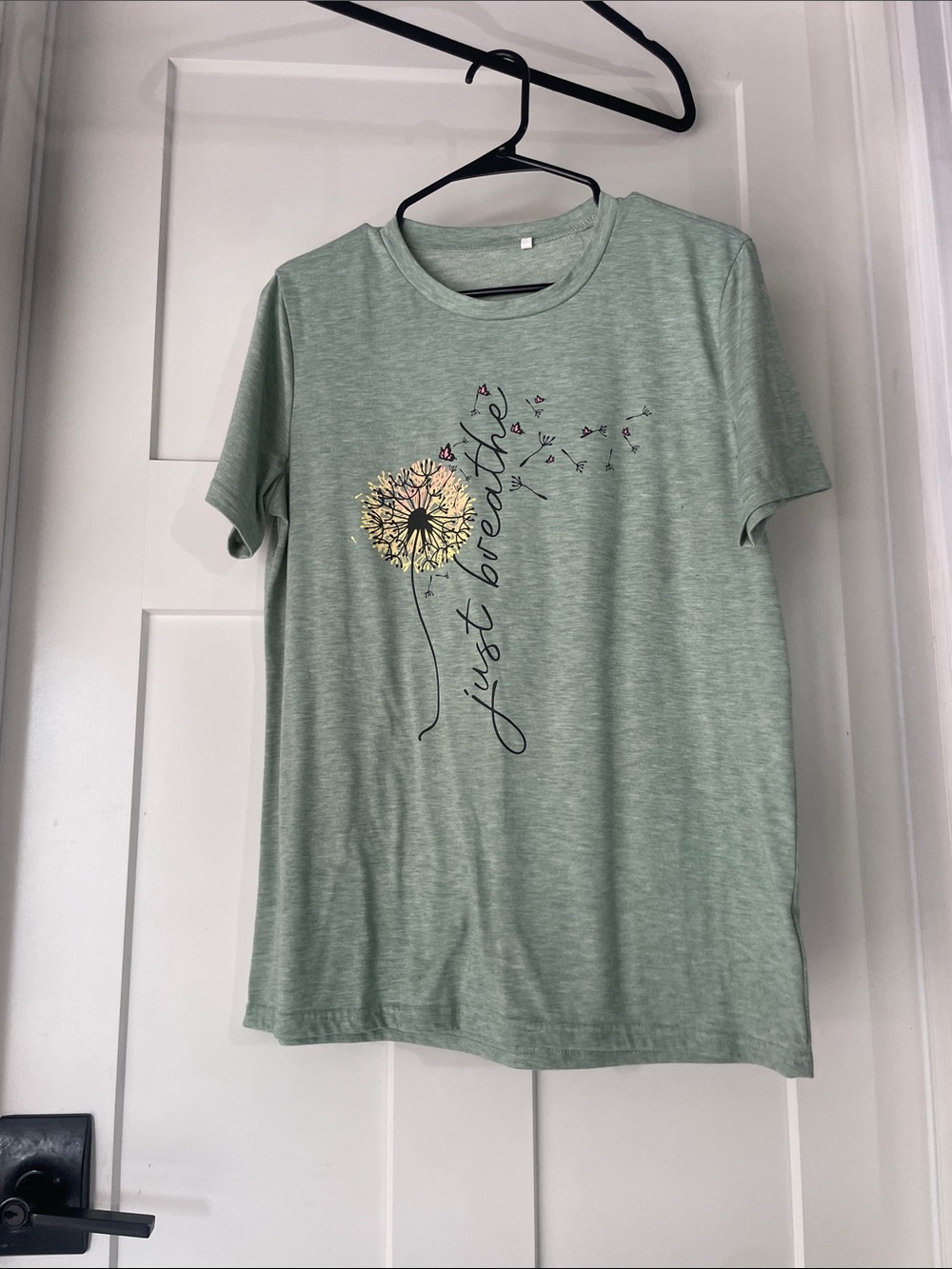 Just Breathe Sage Green Graphic Tee